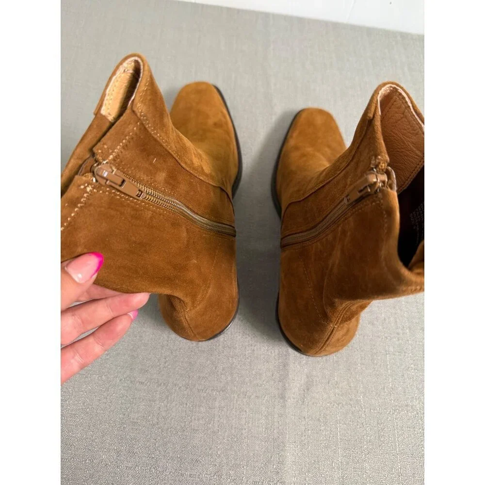 Madewell Idris Ankle Boots Russet Brown 9 Suede Booties NX430 Academia Preppy